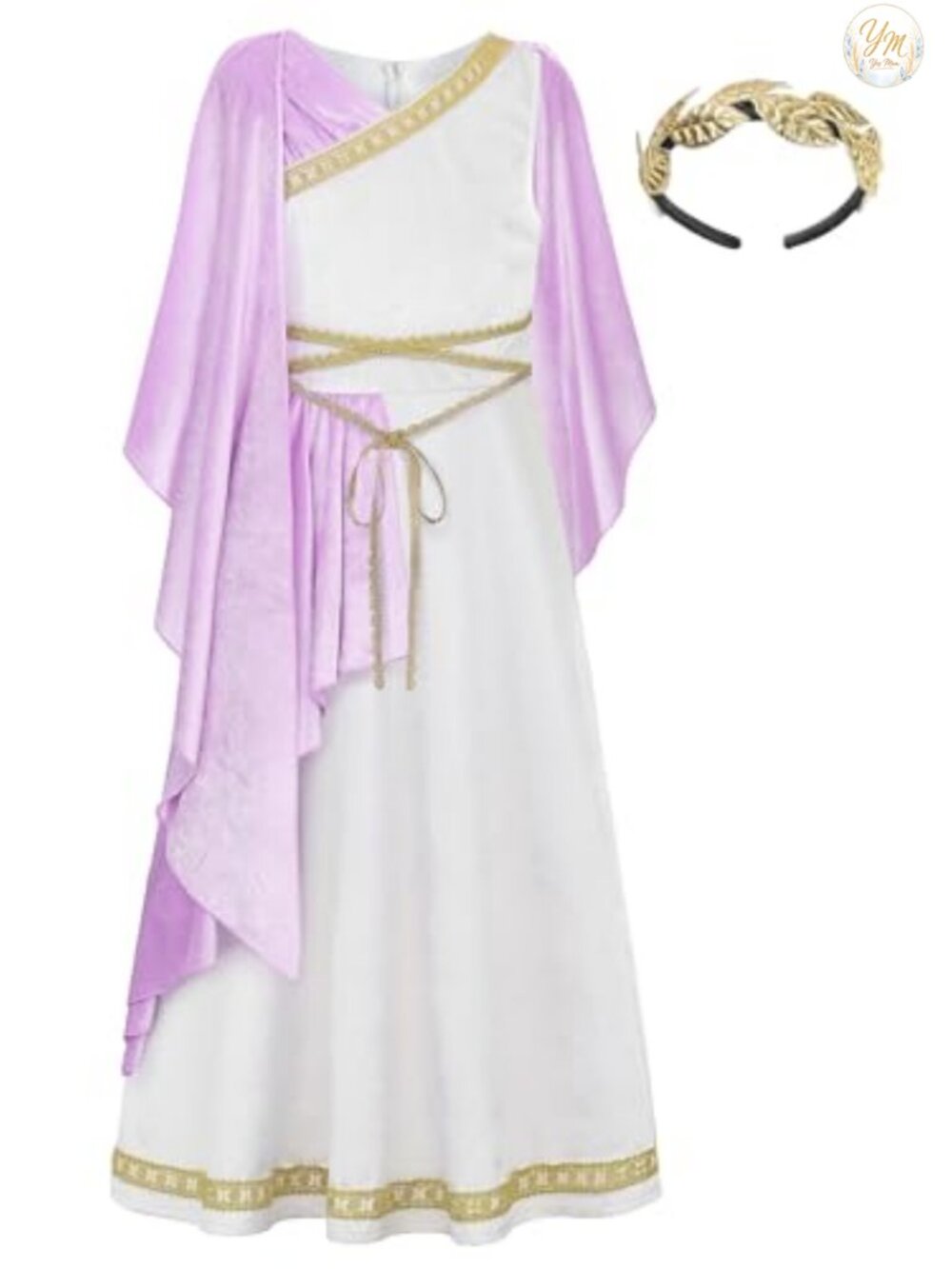 Girls Greek Goddess Costume Dress with Headband Halloween Party Dress Up